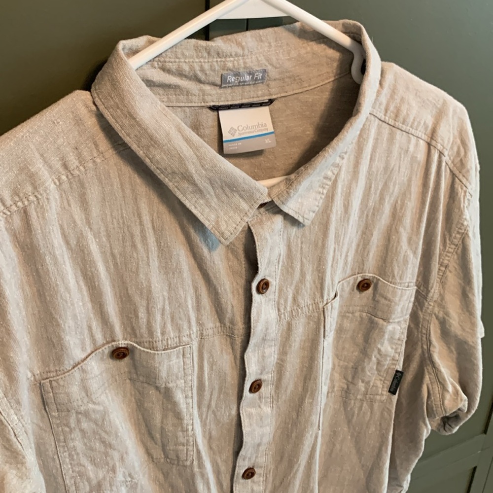 Men's Columbia Regular Fit Short Sleeve Button Down Hemp/Cotton Shirt XL - Picture 2 of 4